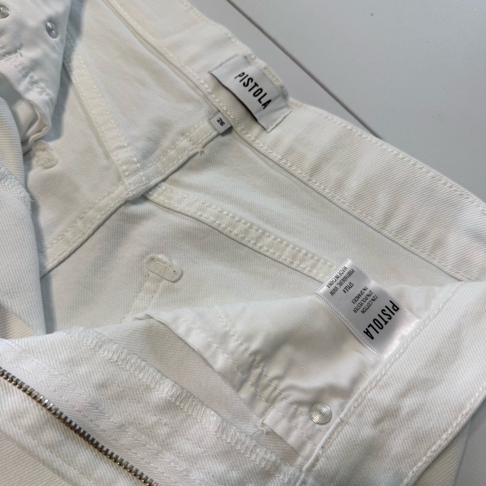 Pistola Lana Cuffed Crop High Rise Wide Leg Jeans White Women 26 - Picture 6 of 10